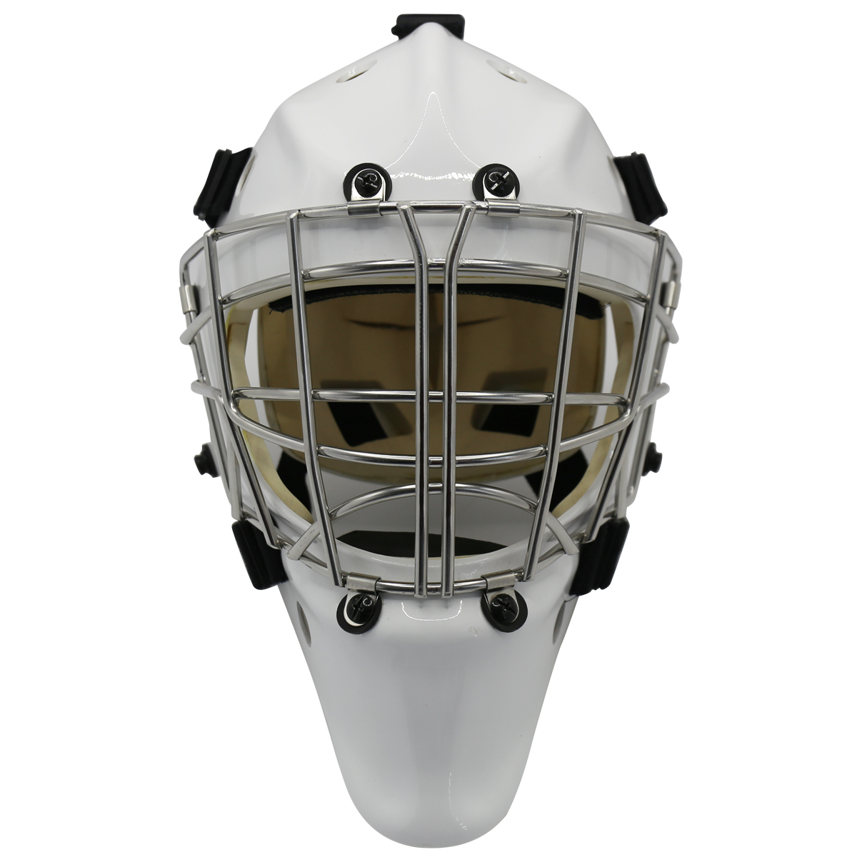 White Steel Head Protective Ice Hockey Goalie Helmet from China