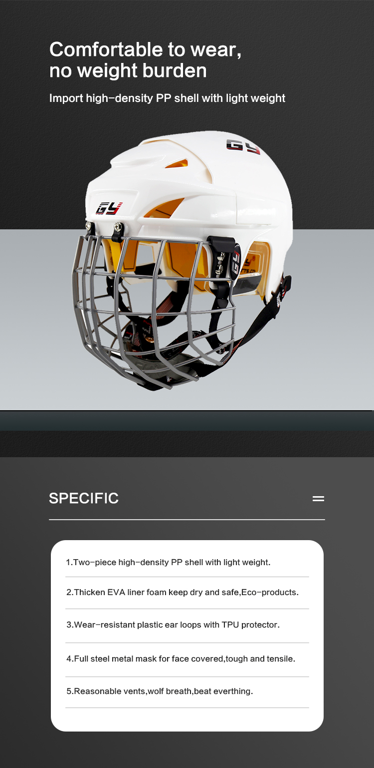 Medium Comfortable Ice Hockey Helmet For Round Head from China